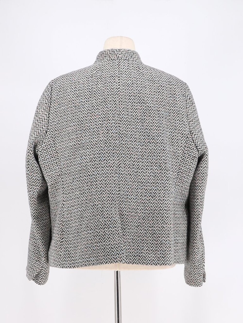 J. CREW Gray Herringbone Broadway Open Front Blazer Wool Preppy Size 20 - Picture 4 of 7